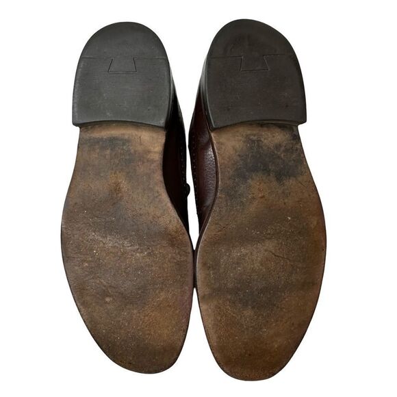 Vintage Men's Brown Leather Wing Tip Shoes Made In USA Circa 1970s Size 11 - Picture 10 of 13